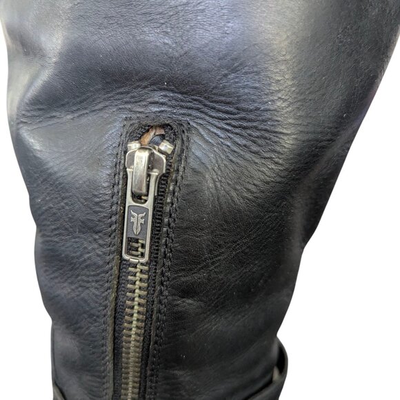FRYE Women's Shirley Cuffed Black leather zip up Boots - Size 7 B - Picture 7 of 14